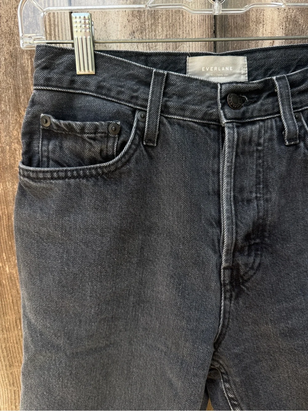 Everlane 90’s Cheeky Jean Long Denim jorts Bermuda Jorts Washed Black capri 26